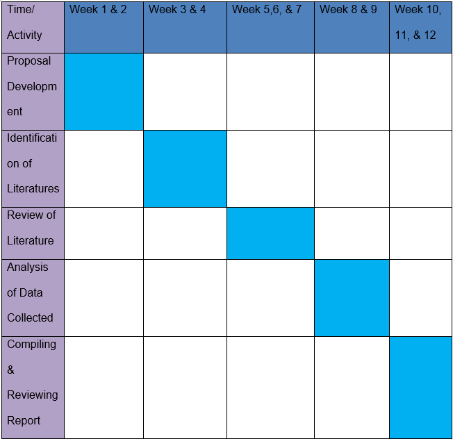 Timeline of the project