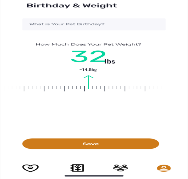 Birthday and the weight of the pet