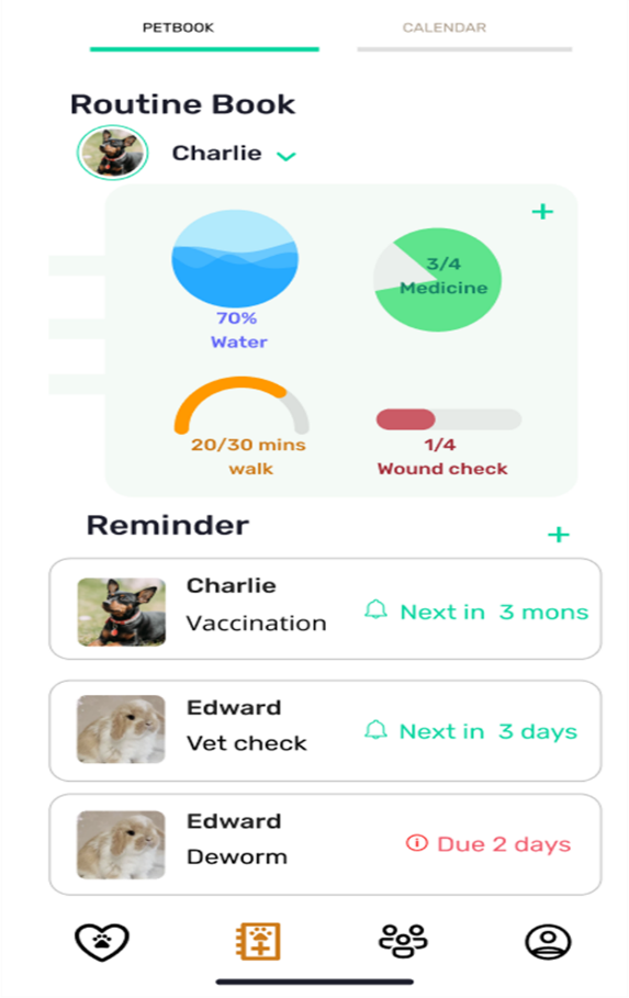 The routine book of the pet